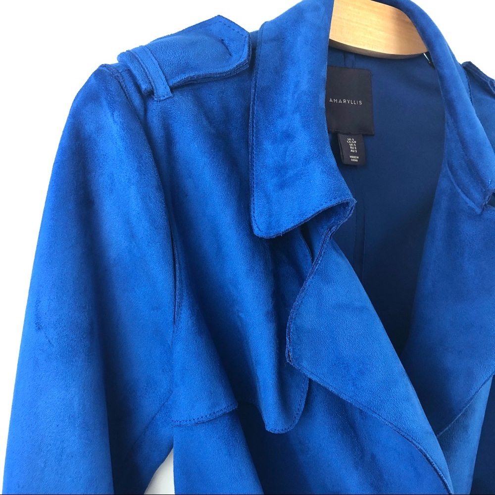 NWOT - Amaryllis Royal Blue Vegan Suede Wrap Trench